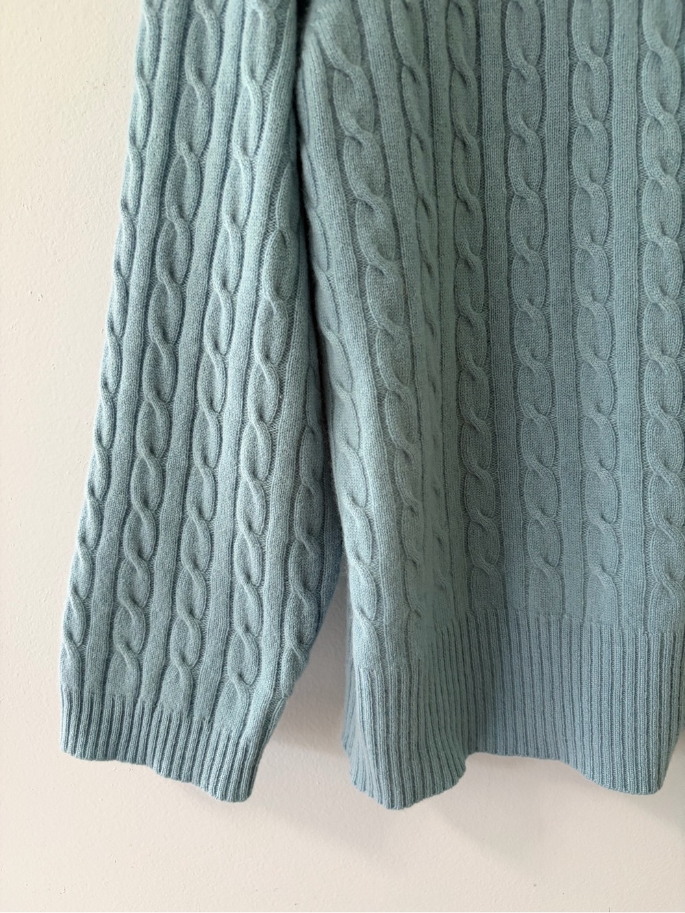 Garnet Hill Cashmere 3/4 Sleeve Cable Knit Button Front Cardigan Sweater - Picture 9 of 11